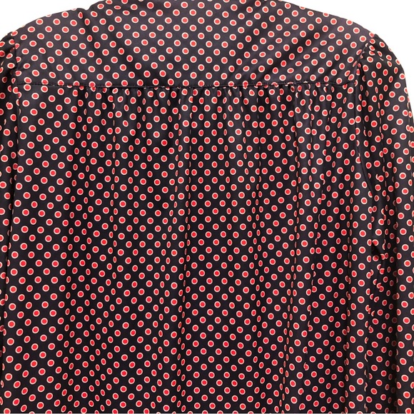 ILGWU Women's Size 6 Navy Blue/Red/Tan Long Puff Sleeve Polka Dot/Striped Dress - Picture 7 of 11